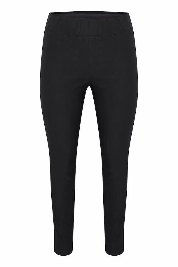 2076- Fransa Plus Elastic Waist Trousers-Black- Fransa