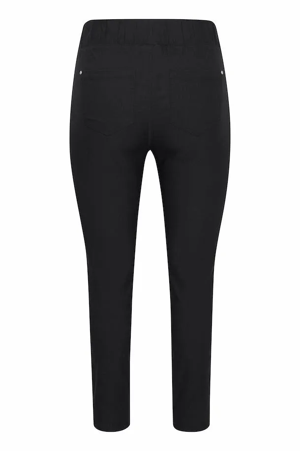 2076- Fransa Plus Elastic Waist Trousers-Black- Fransa