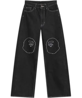 A Bathing Ape Women's Ape Head Oversized Jeans