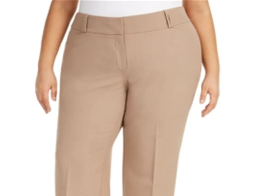 Alfani Women's Curvy Bootcut Tummy Control Pants Beige Size 24W