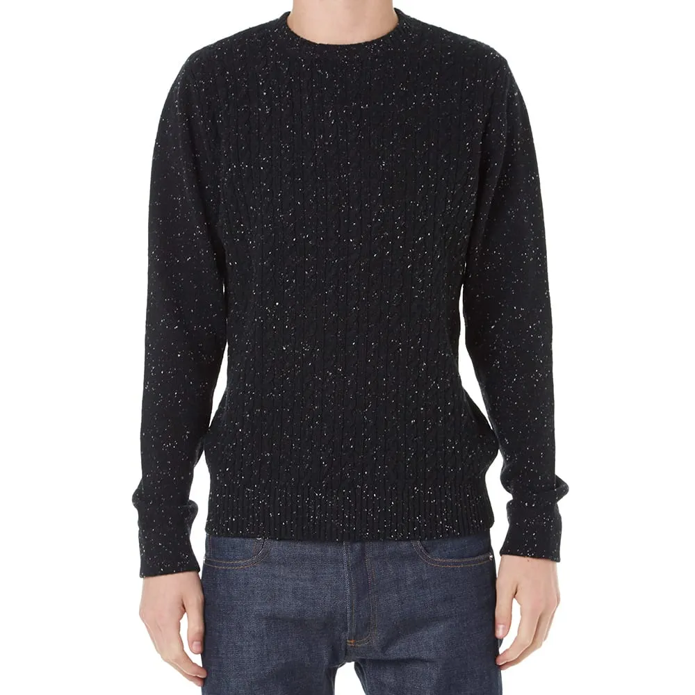 AMI Cable Knit Crew NeckBlack