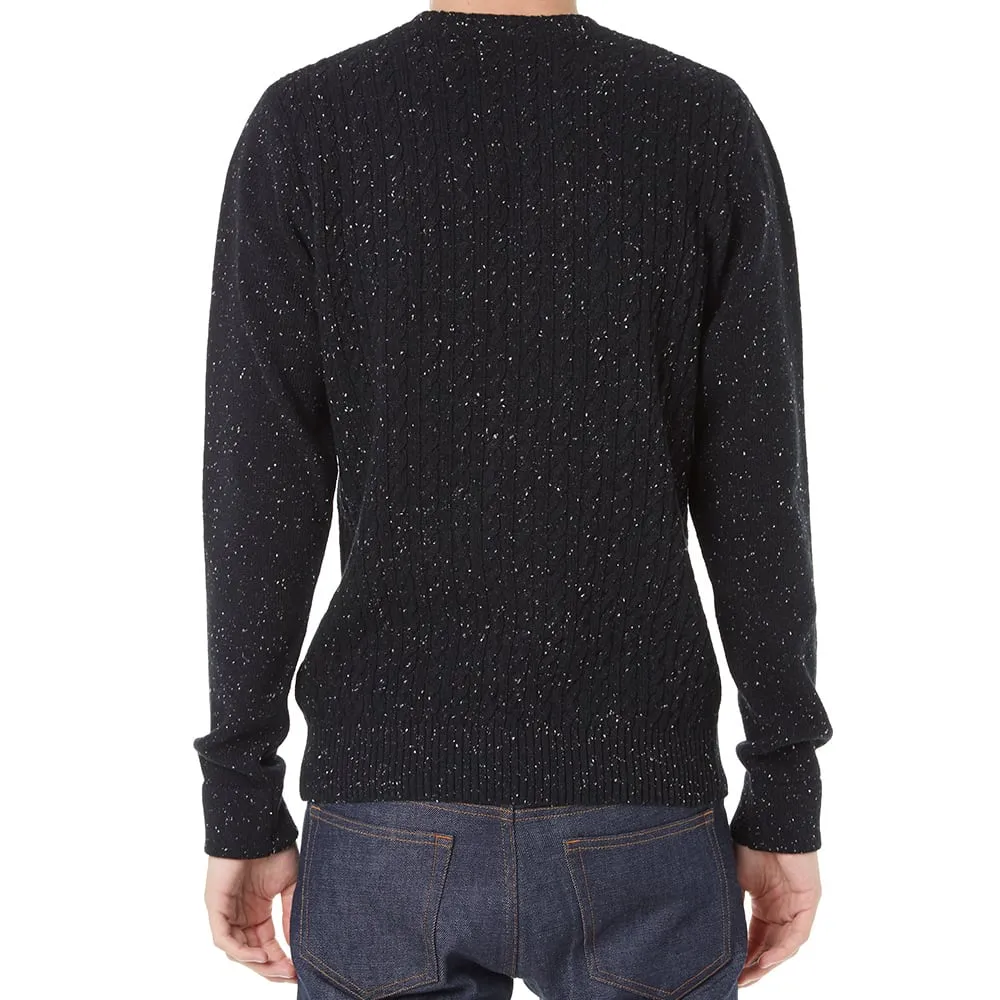 AMI Cable Knit Crew NeckBlack