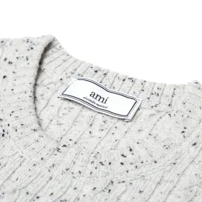 AMI Cable Knit Crew NeckGrey