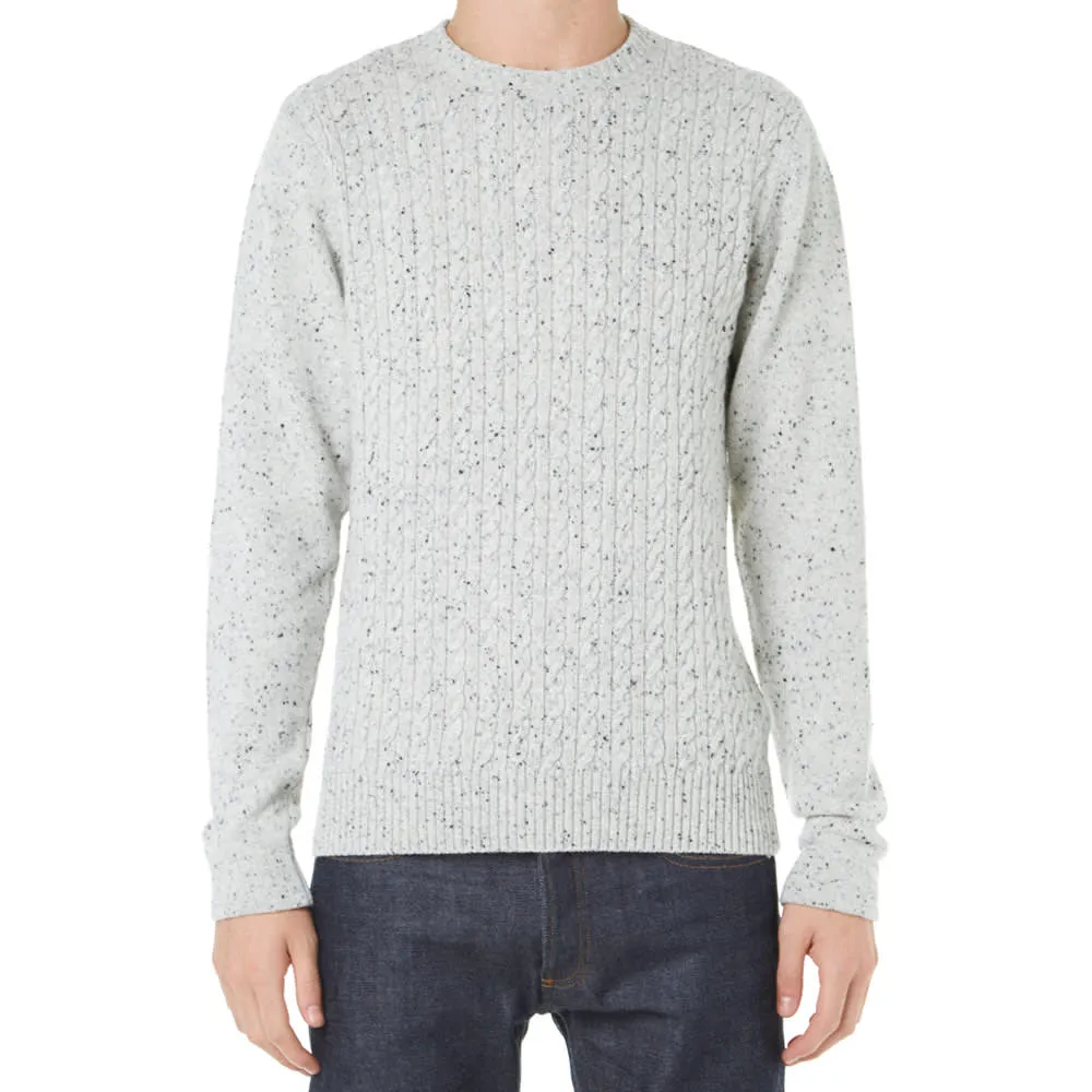 AMI Cable Knit Crew NeckGrey