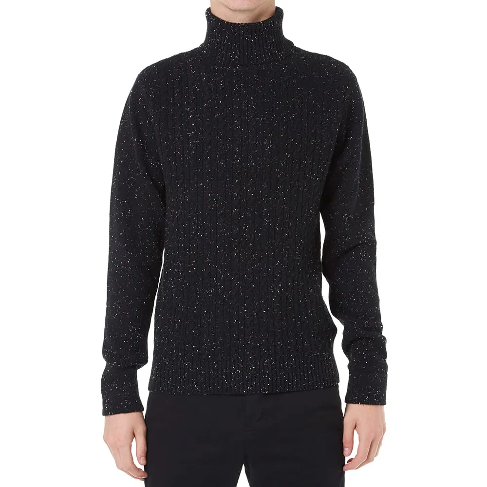 AMI Cable Knit Roll NeckBlack