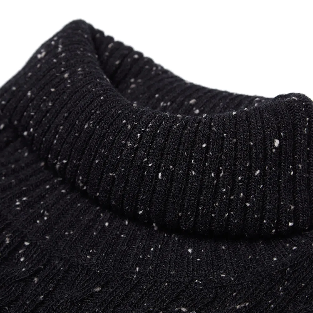 AMI Cable Knit Roll NeckBlack