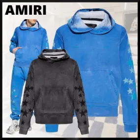 AMIRI  |Star Street Style Long Sleeves Cotton Logo Hoodies