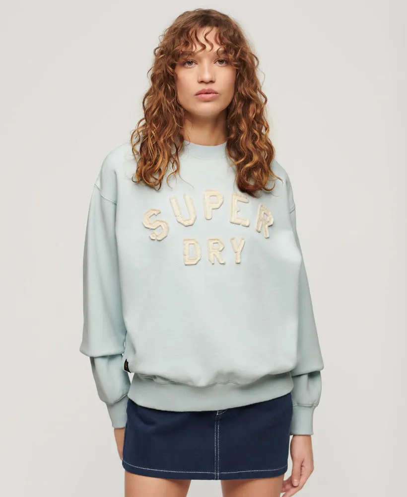 Applique Athletic Loose Sweat | Sea Salt Blue