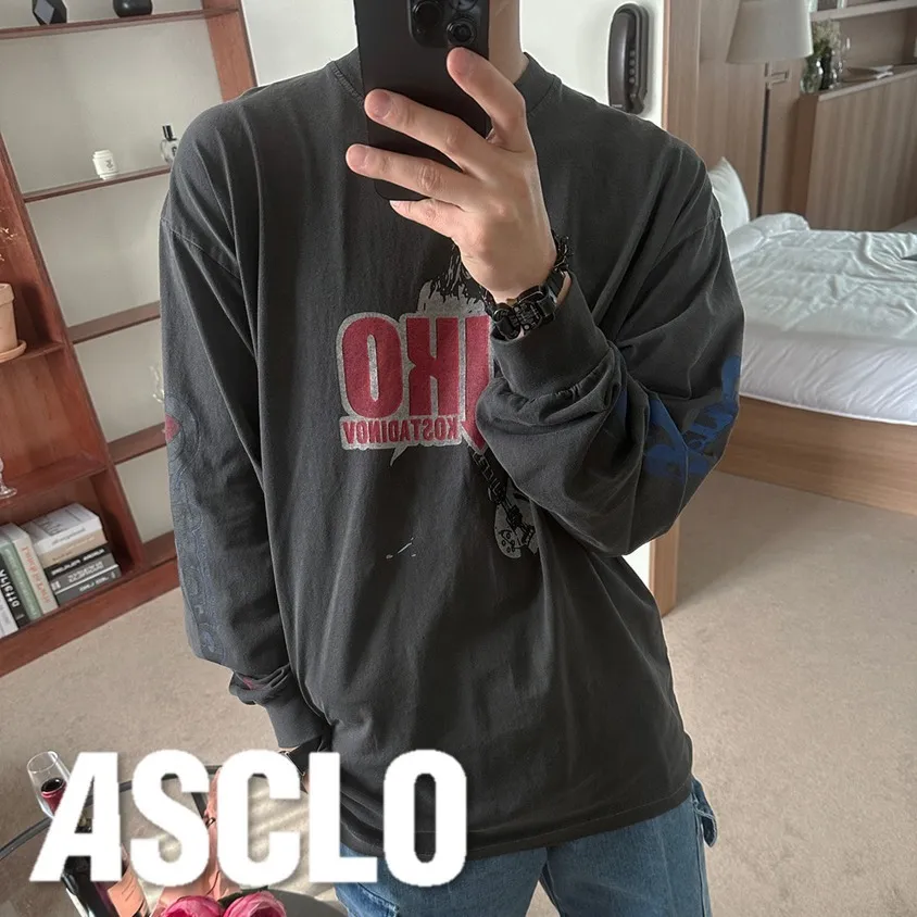 ASCLO  |Crew Neck Pullovers Unisex Street Style Long Sleeves Cotton