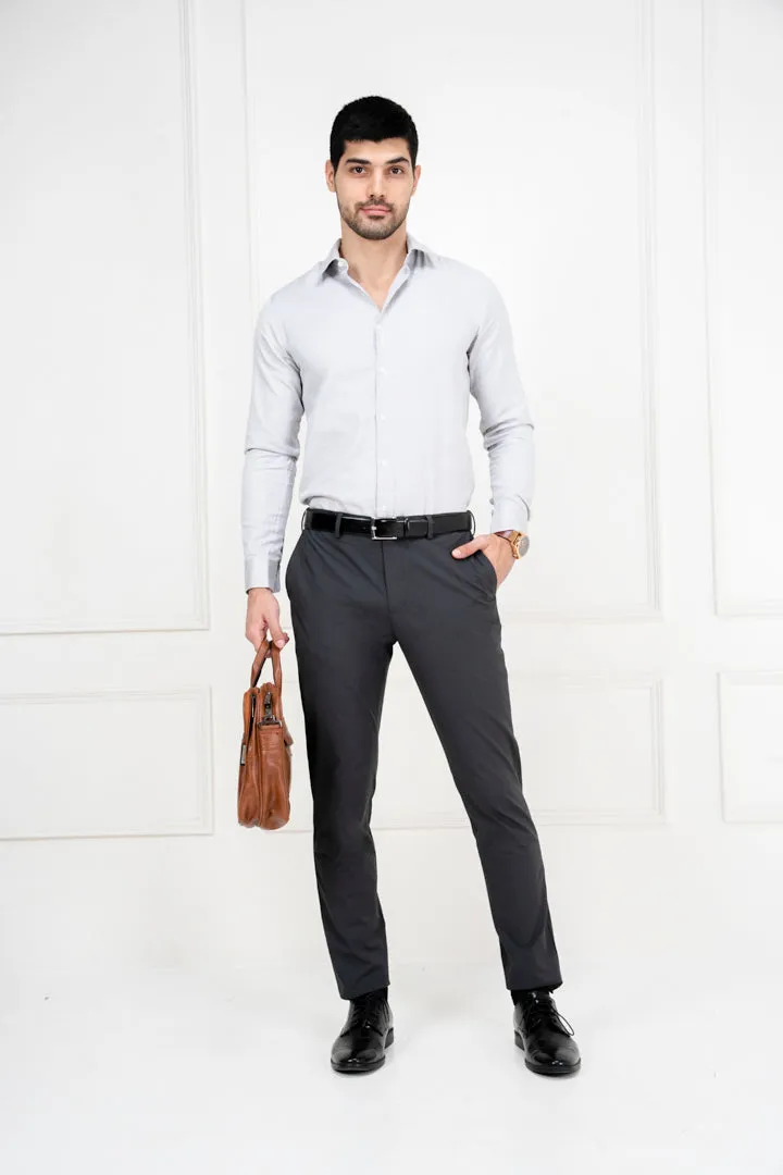 Ash Grey Slim Fit Stretch Formal Pants