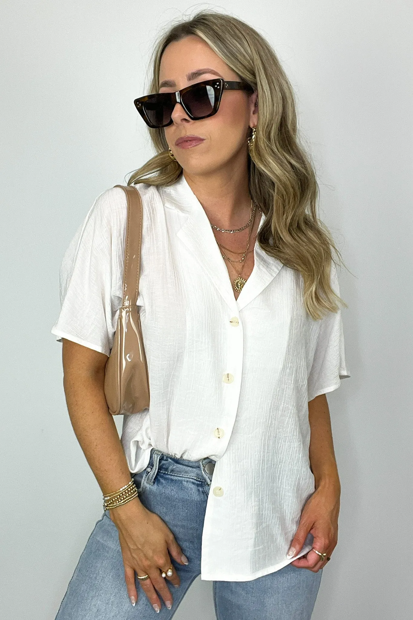 At My Best Button Down Relaxed Top