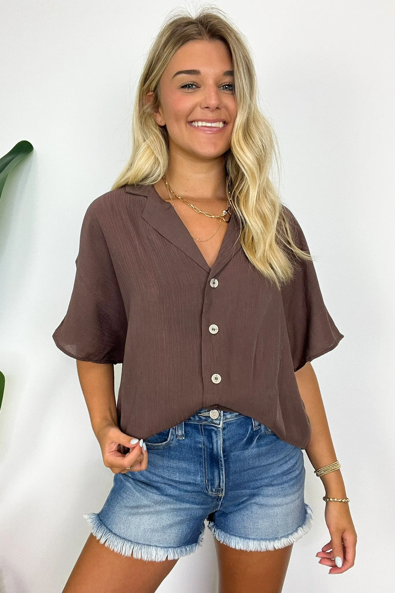 At My Best Button Down Relaxed Top