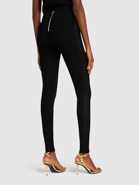 Balmain   Knit high waist button leggings 