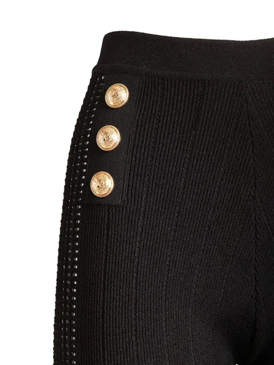 Balmain   Knit high waist button leggings 