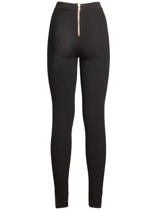 Balmain   Knit high waist button leggings 