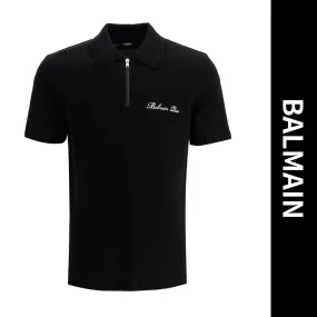 BALMAIN  |Pullovers Cotton Short Sleeves Logo Luxury Polos