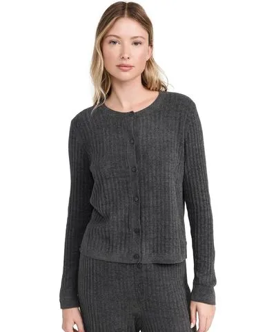 Barefoot Dreams CozyChic Ultra Light Ribbed Button Cardigan Carbon S