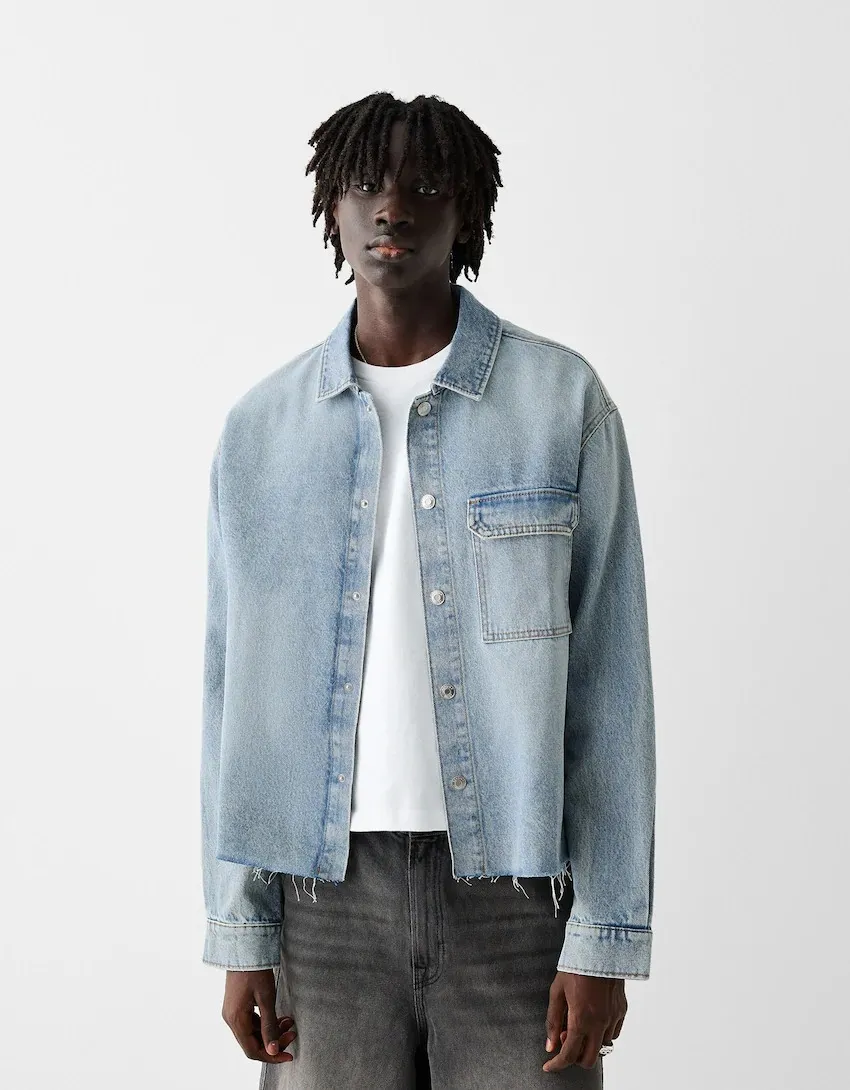 Bershka  |Denim Long Sleeves Shirts