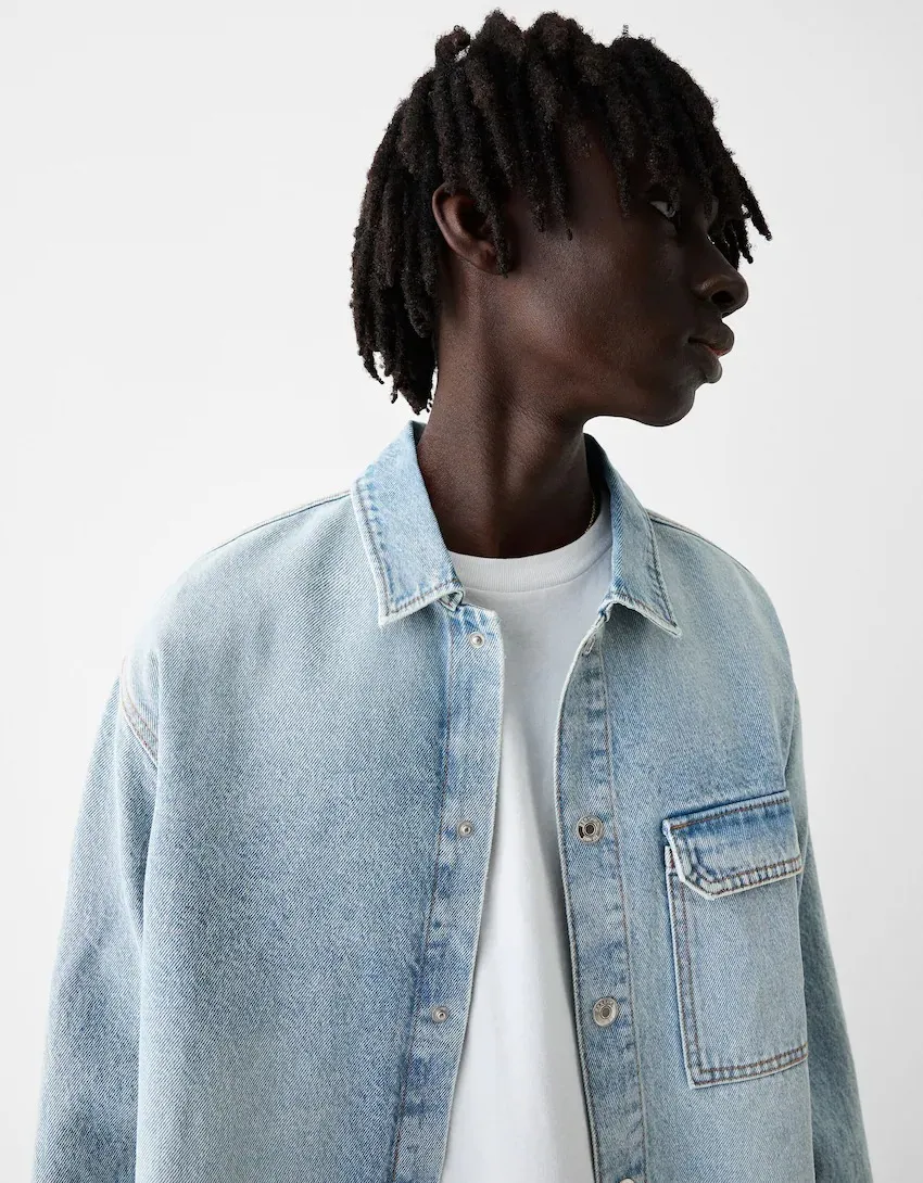 Bershka  |Denim Long Sleeves Shirts