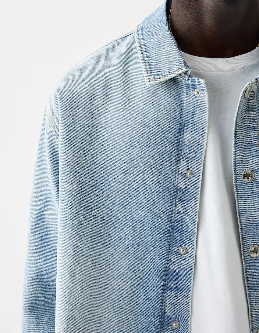 Bershka  |Denim Long Sleeves Shirts