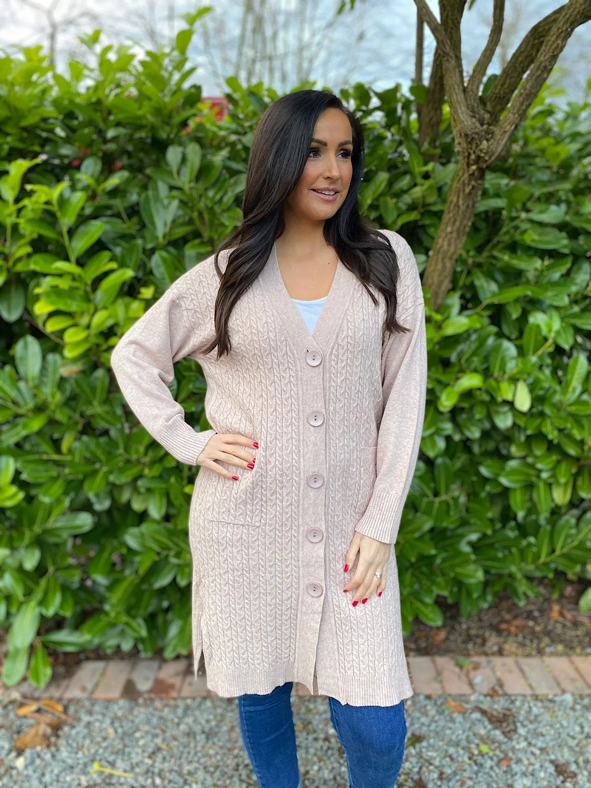 Biscuit Premium Cable Knit Cardigan Vicky