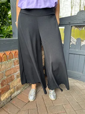 Black Crepe Wide Leg Trousers