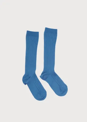 Blue Ribbed Knee-High Socks (3mths-8yrs)