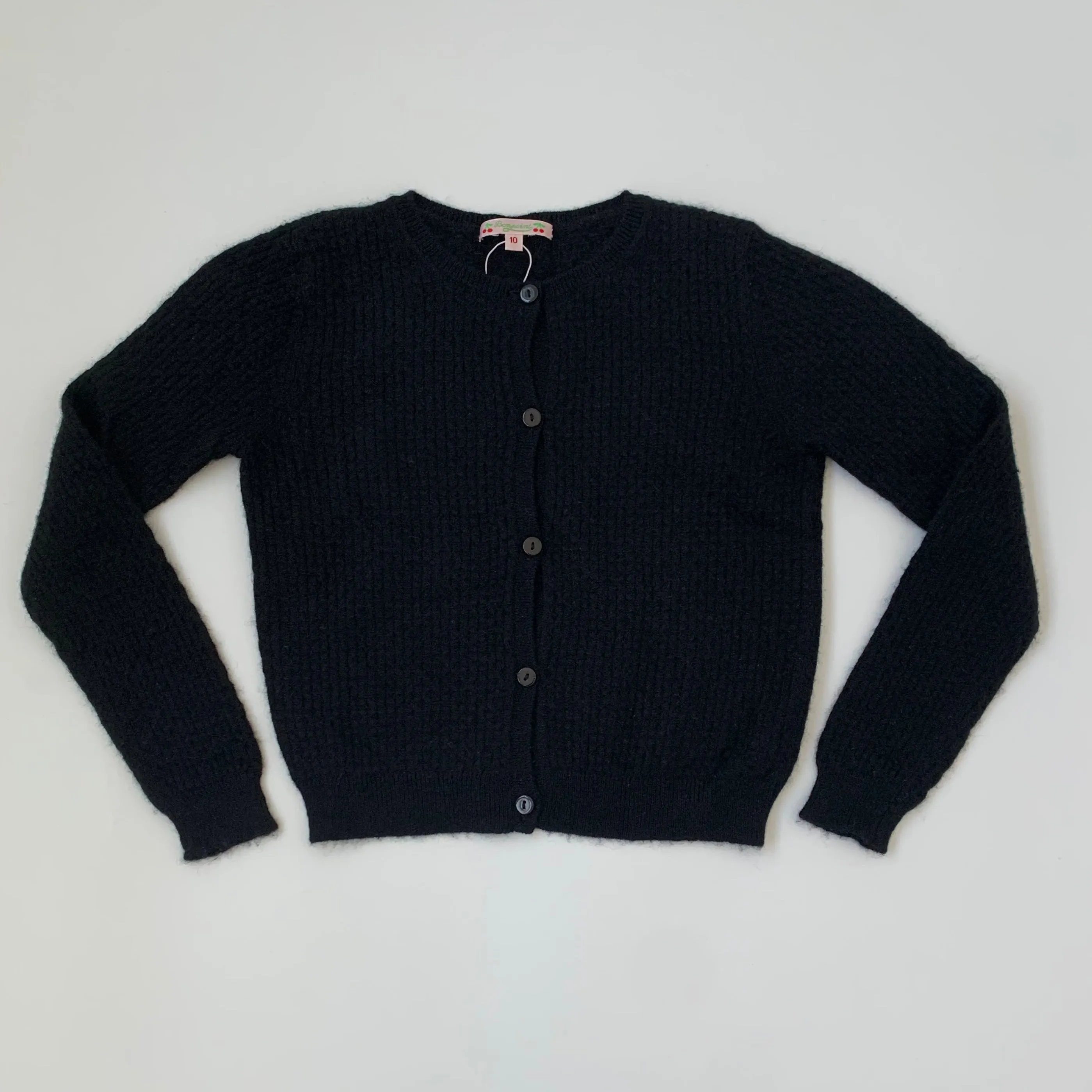 Bonpoint Black Cashmere Cable Knit Cardigan: 10 Years