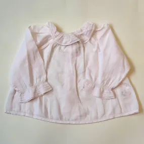 Bonpoint Palest Pink Cotton Blouse With Ruffled Collar: 6 Months