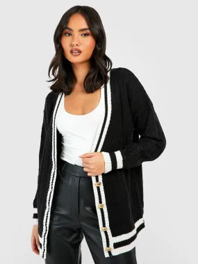 Boohoo Cable Knit Cardigan - Black