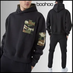 boohoo  |Pullovers Camouflage Street Style Long Sleeves Plain Hoodies