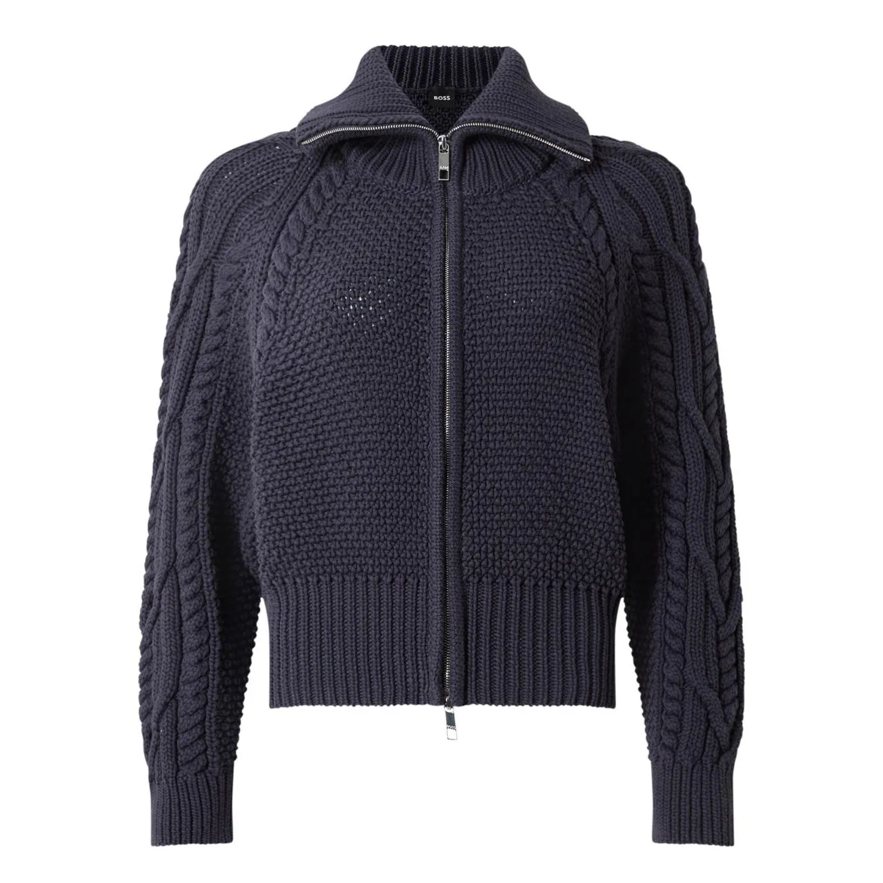 BOSS Formelia Cable-Knit Cardigan - Navy