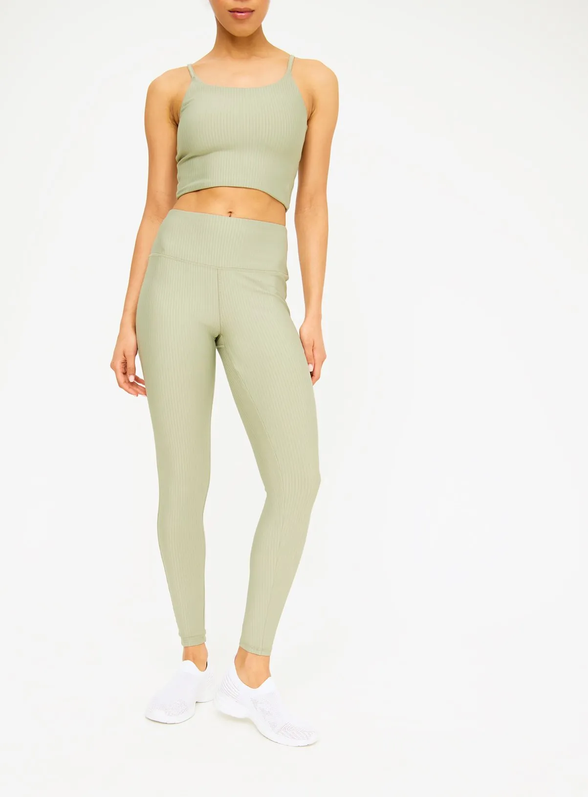 Buy Active Sage Green Ribbed Ottoman Leggings M | Sports leggings | Tu