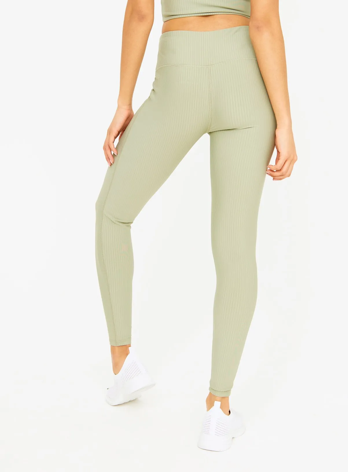 Buy Active Sage Green Ribbed Ottoman Leggings M | Sports leggings | Tu