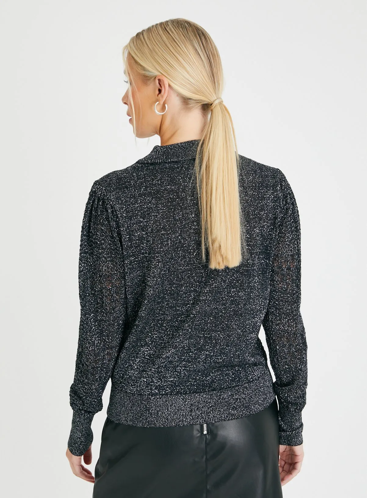 Buy Black Sparkle Pointelle Jumper 10 | Jumpers | Tu