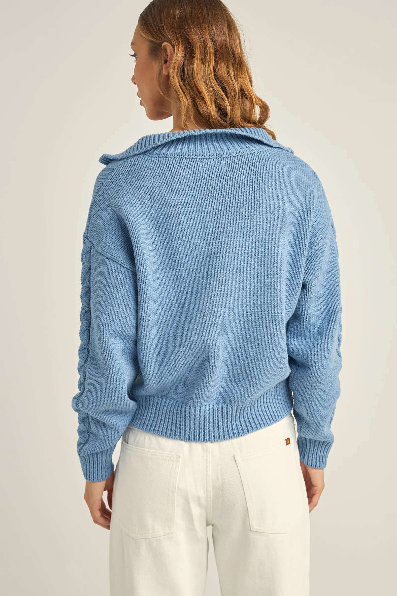 Cabelled Vintage Zip Knit Dusty Blue