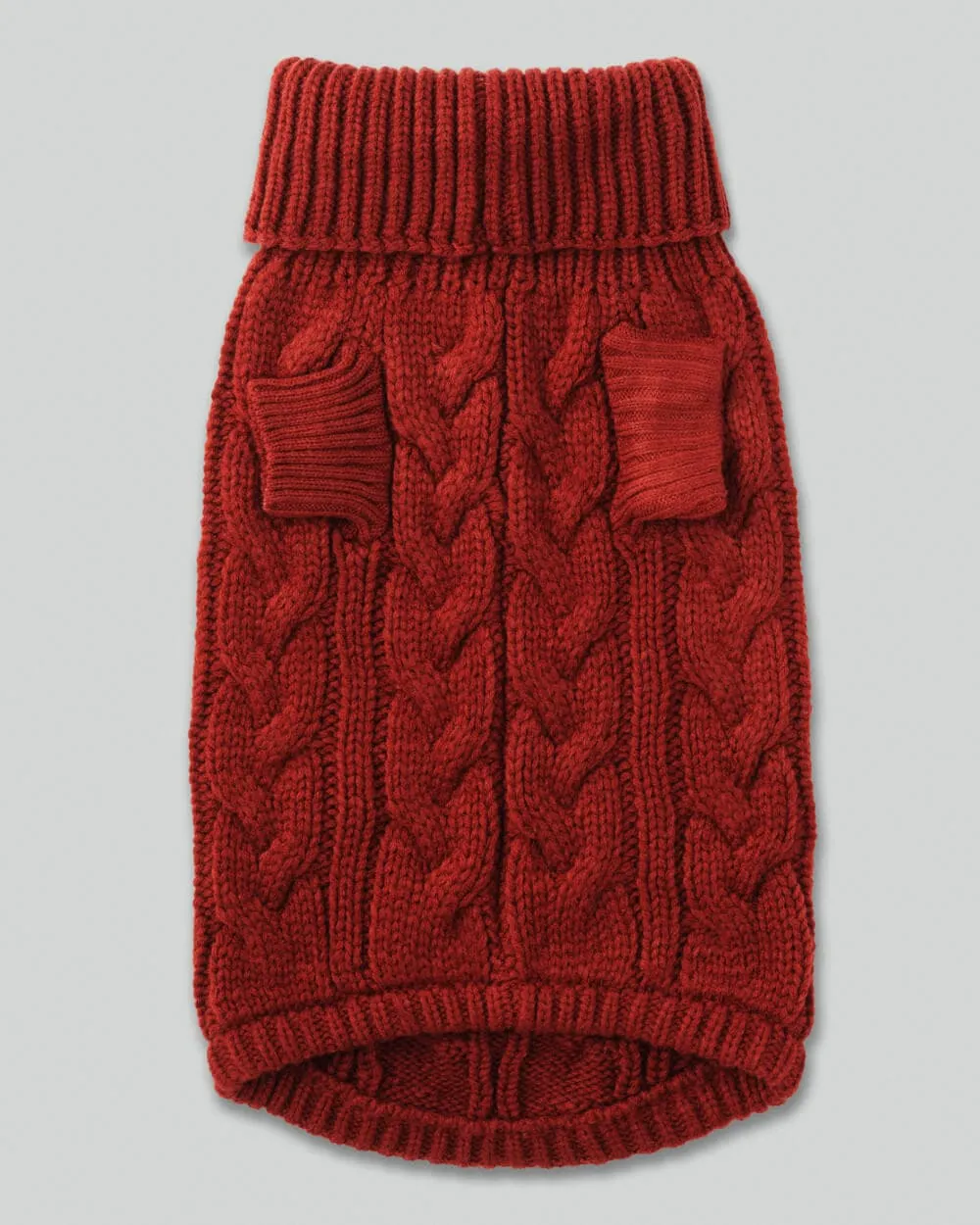 Cable Knit Pullover Dog Jumper - Brick