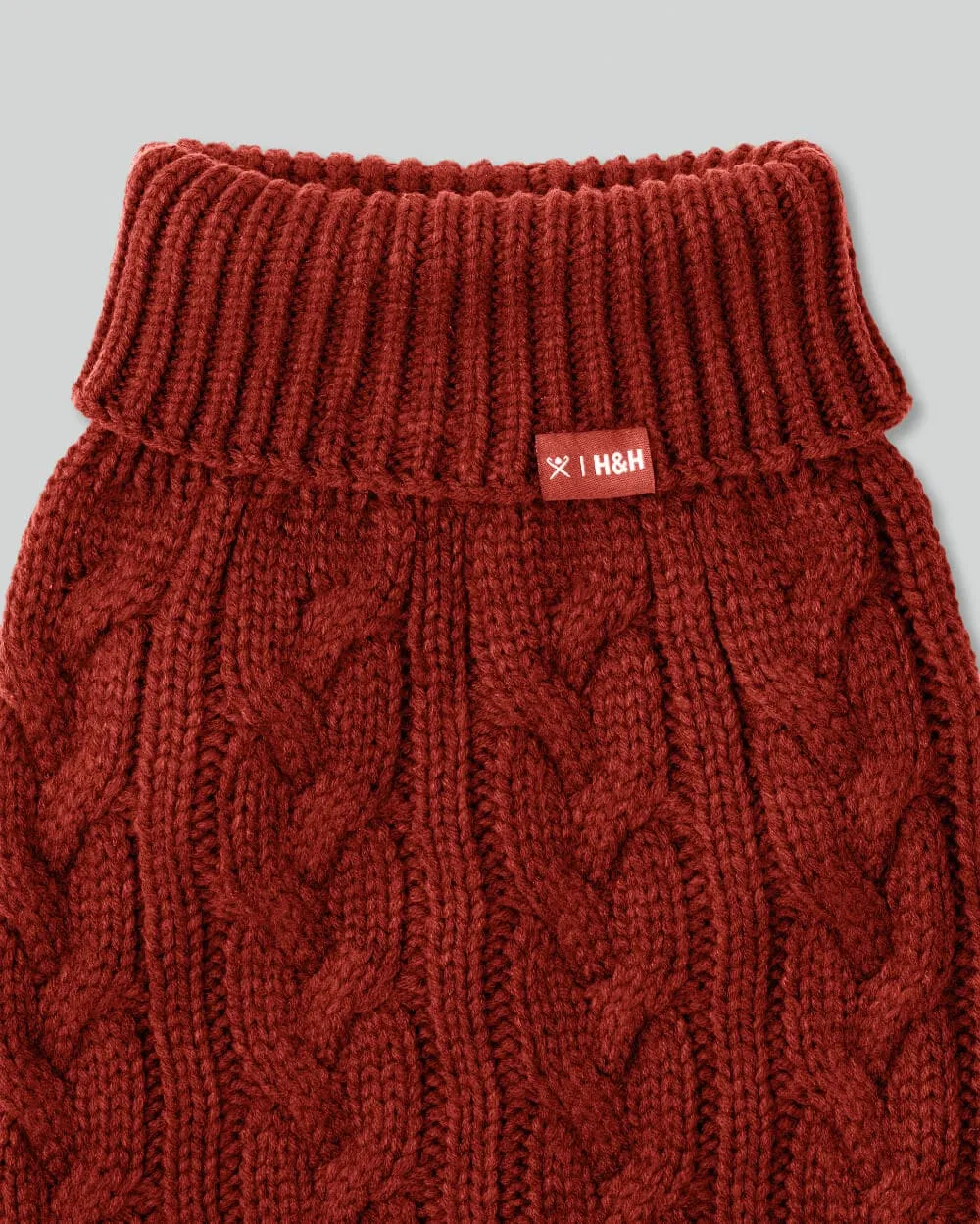 Cable Knit Pullover Dog Jumper - Brick