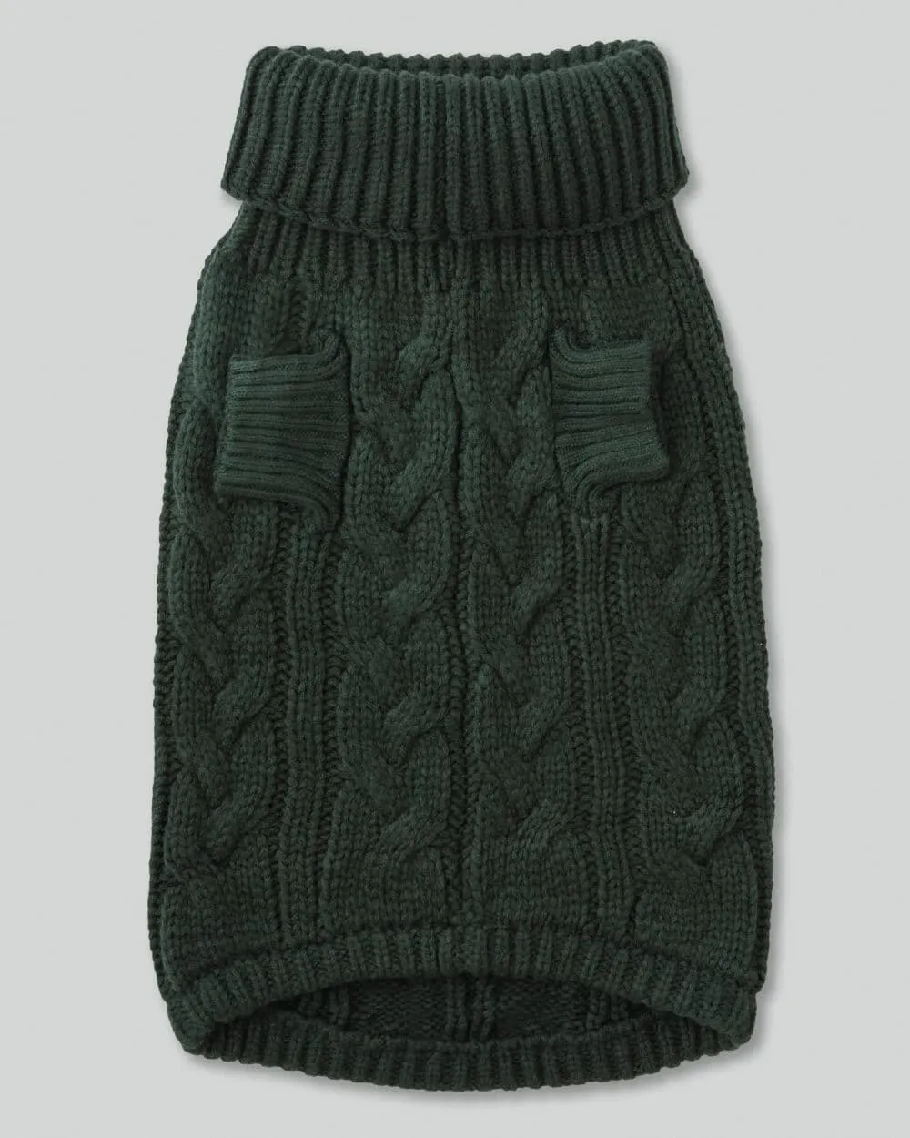 Cable Knit Pullover Dog Jumper - Green