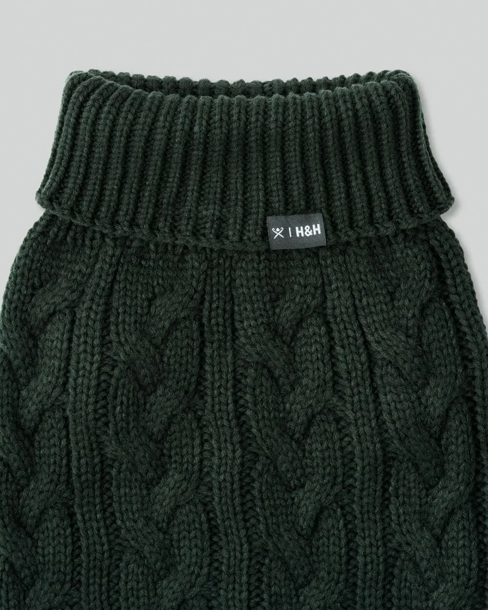 Cable Knit Pullover Dog Jumper - Green