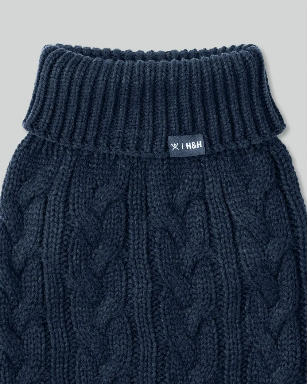 Cable Knit Pullover Dog Jumper - Navy