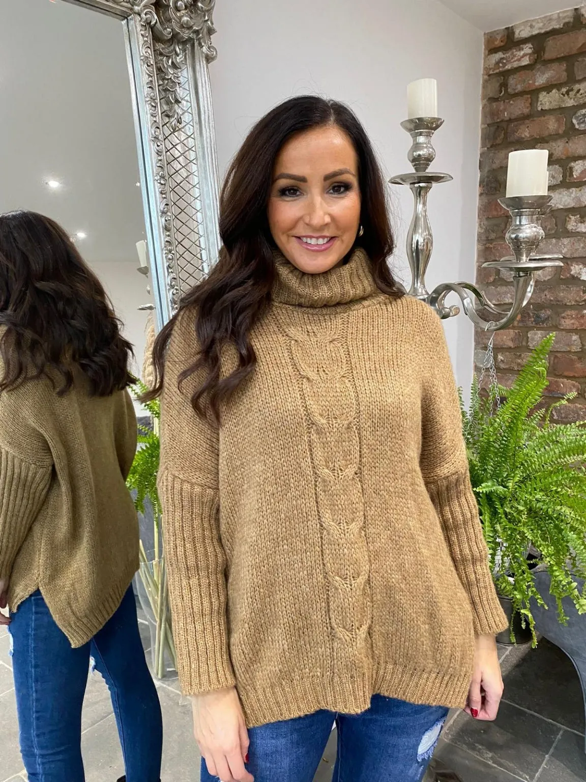 Cable Knit Roll Neck Jumper Faith