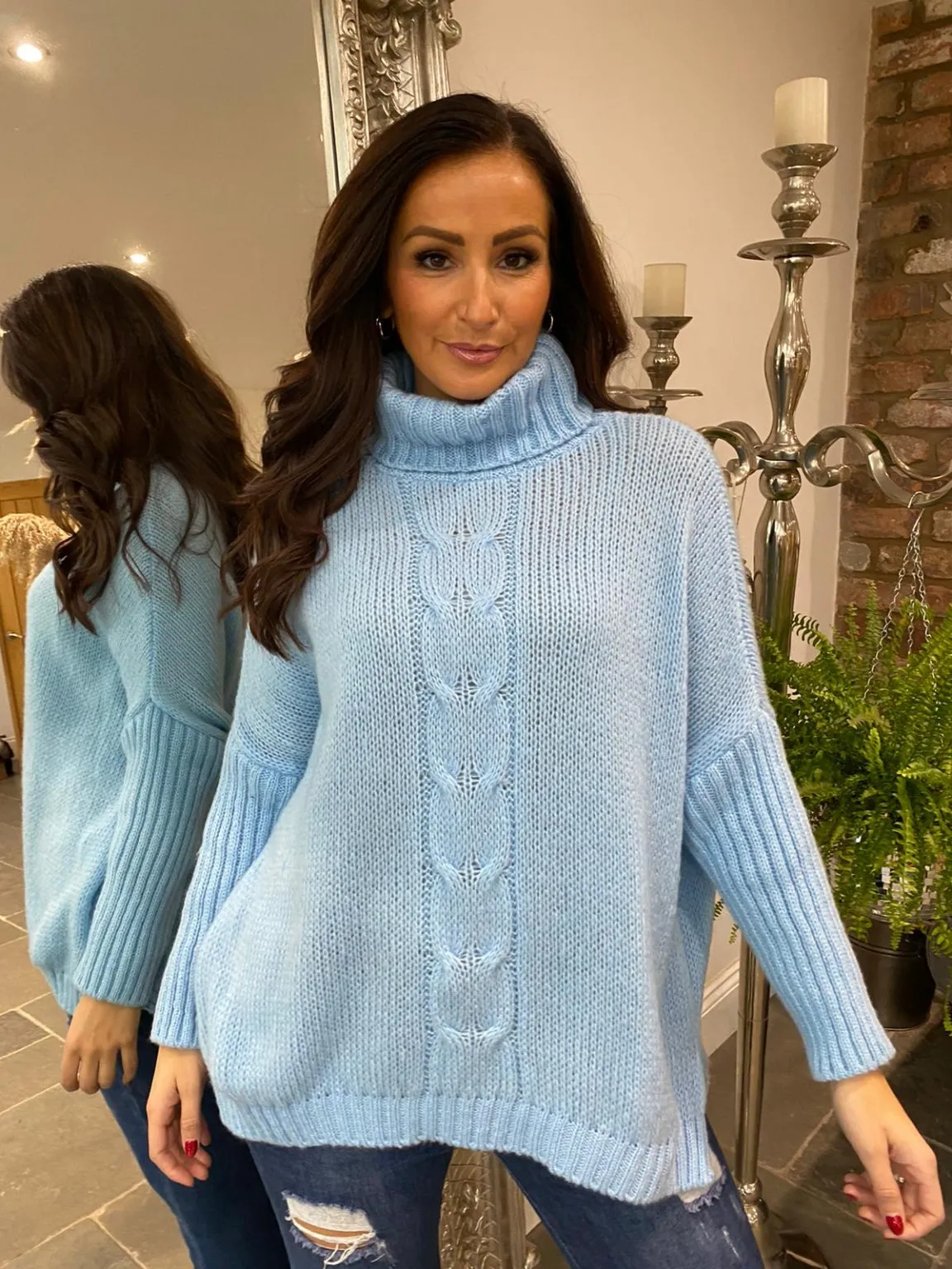 Cable Knit Roll Neck Jumper Faith