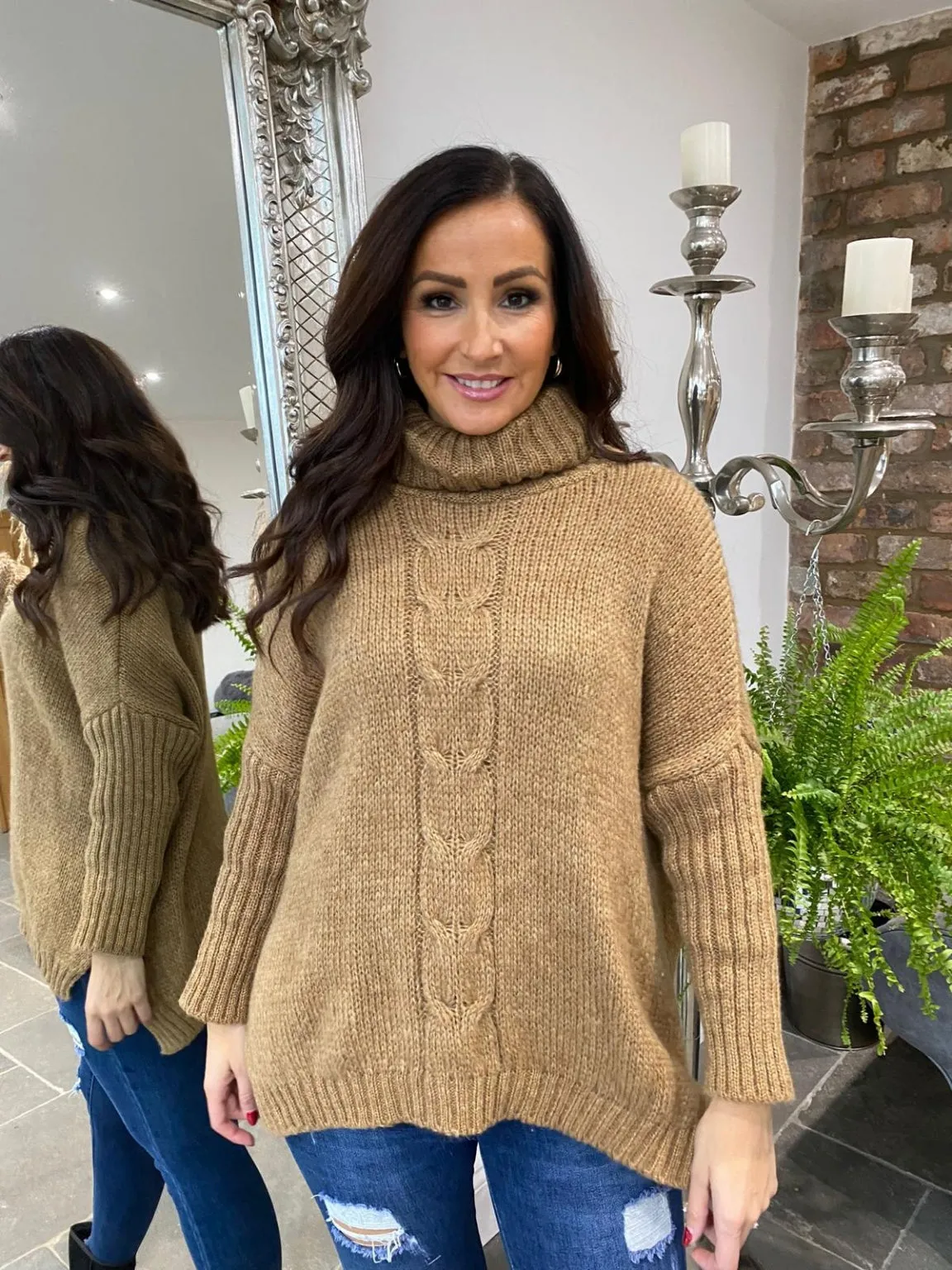 Cable Knit Roll Neck Jumper Faith