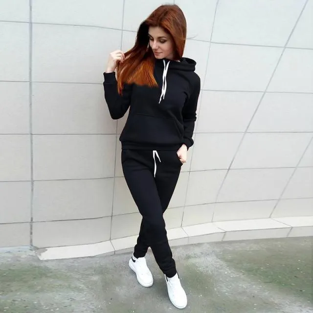 Casual 2 Piece Set Women Tracksuit Autumn Spring Hoodies