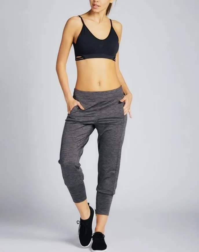 C'est Moi Wide Cuff Joggers in Heather Black