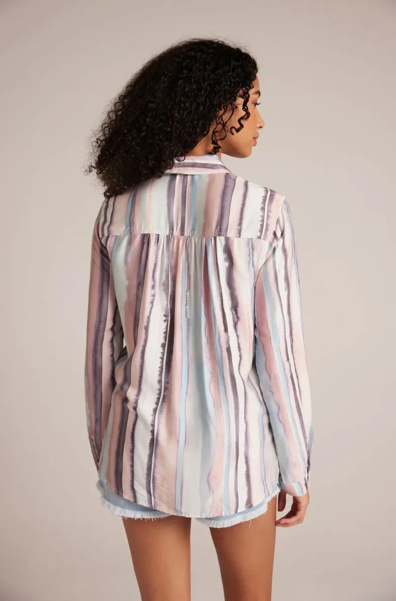 COASTAL STRIPE ROUND HEM BUTTON DOWN SHIRT