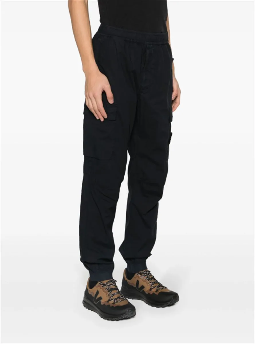 COMPASS-BADGE TAPERED CARGO TROUSERS