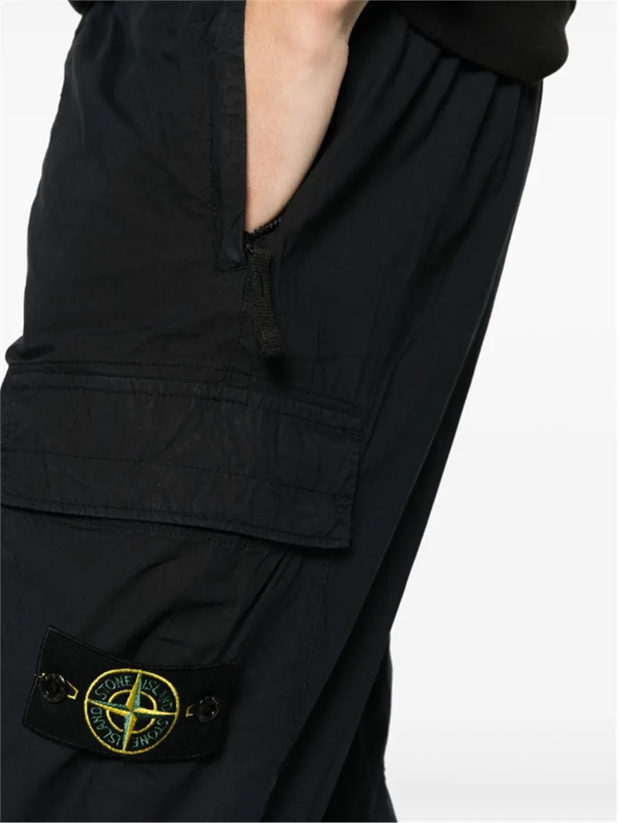 COMPASS-BADGE TAPERED CARGO TROUSERS