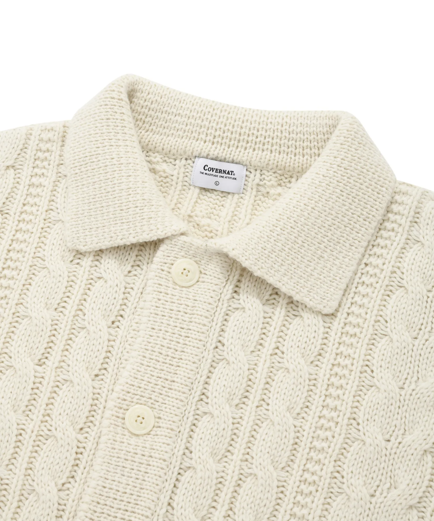 COVERNAT  |[COVERNAT]★ Lambswool Aran Cable Knit Cardigan